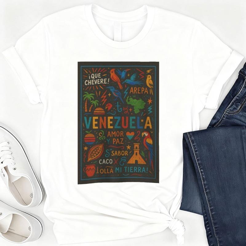 Venezuela Cotton T Shirt Unisex Vintage Caracas Graphic Tee Latin Pride Shirt Cool Gift for Venezuelan Soul Culture Lovers