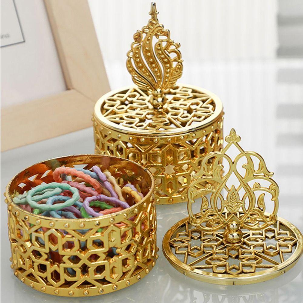 Handheld Candy Container Box European Style Packaging Gift Box Portable Gold Hollow Box  Home Decor