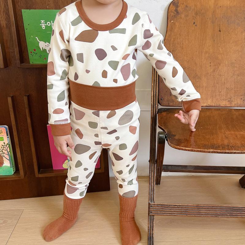 Детский комплект нижнего белья из хлопка с высокой талией для мальчиков и девочек, бесшовный домашний костюм для защиты живота