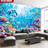 2D flat banner 1 piece of polyester fabric background cloth beautiful underwater theme print pattern in ocean blue color