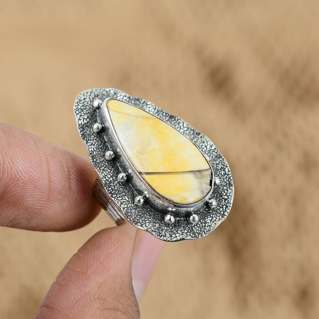 Распродажа ко Дню матери Кольцо этническое из стерлингового серебра 925 пробы с камнем брекчированная мукаитовая яшма, размер США 6