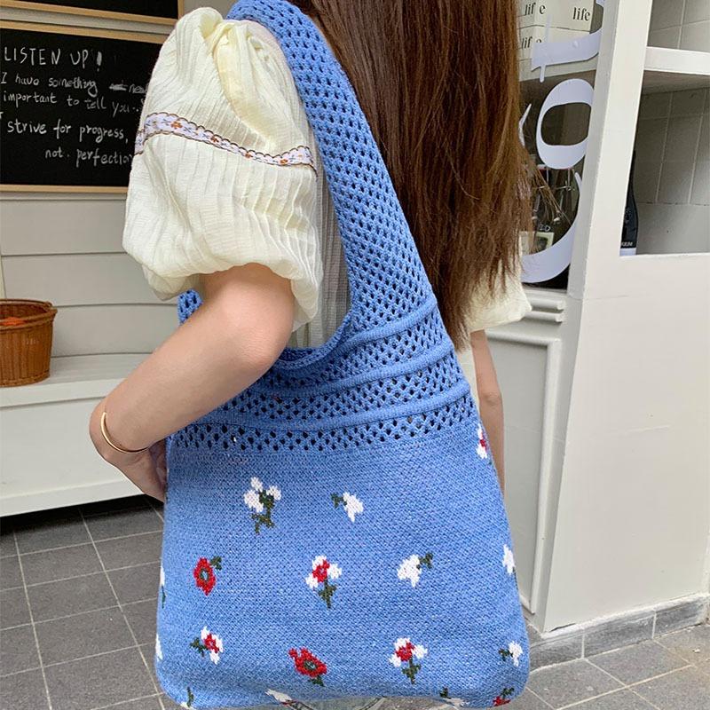 Vintage Knit Bag Large Capacity Tote Bag Woven Bag Handbag for Women