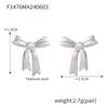 Korean Version Of Simple Bow Stud Earrings Women'S Niche Design Titanium Steel Gold-Plated Earrings Fashion Temperament Same Earrings