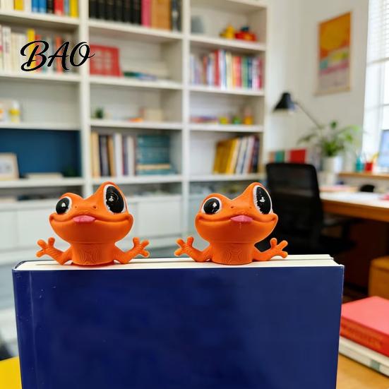 Fun Animal Page Marker Funny Gecko Bookmark, 3D Printed Lizard Clip, Novelty Vibrant Orange Bookmark for Readers, Gift Book Lovers Smooth Edge