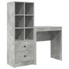Desk with Drawers and Shelf 2 pcs Concrete Grey