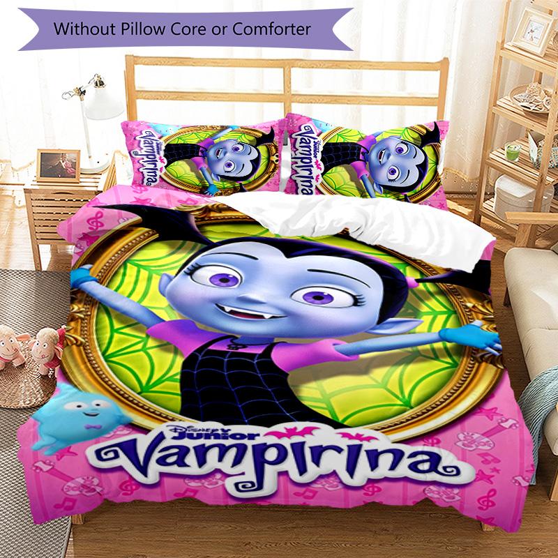 3pcs Vampirina Hauntley pattern bedding set duvet cover set includes duvet cover &pillowcases,perfect all season bedroom decoration&gift