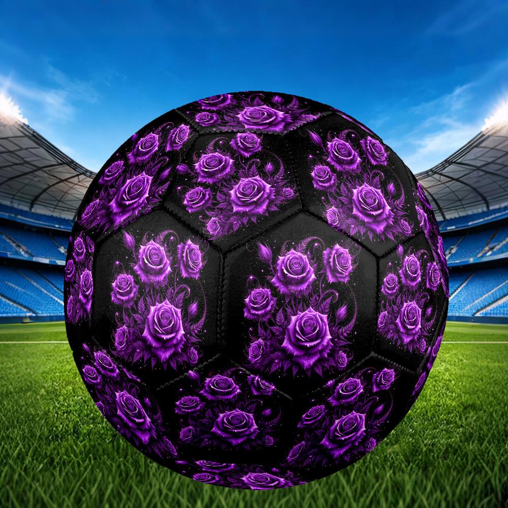 1pc Purple Rose Fantasy Size 5 Soccer Ball Professional Match Training Football Indoor &Outdoor Sports Ball Lightweight Durable m6558