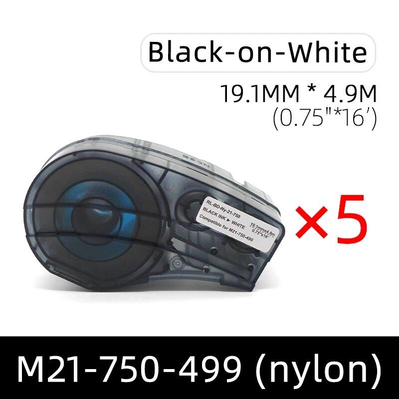 Совместимая этикеточная лента M21-750-499, нейлоновый материал для этикетировочной машины M210 M211 M210-LAB, 19,1 мм, черно-белая этикетка-наклейка