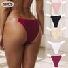 5Pcs/set Women's Solid Color See-Through Waist Strap Sexy Thongs Panties