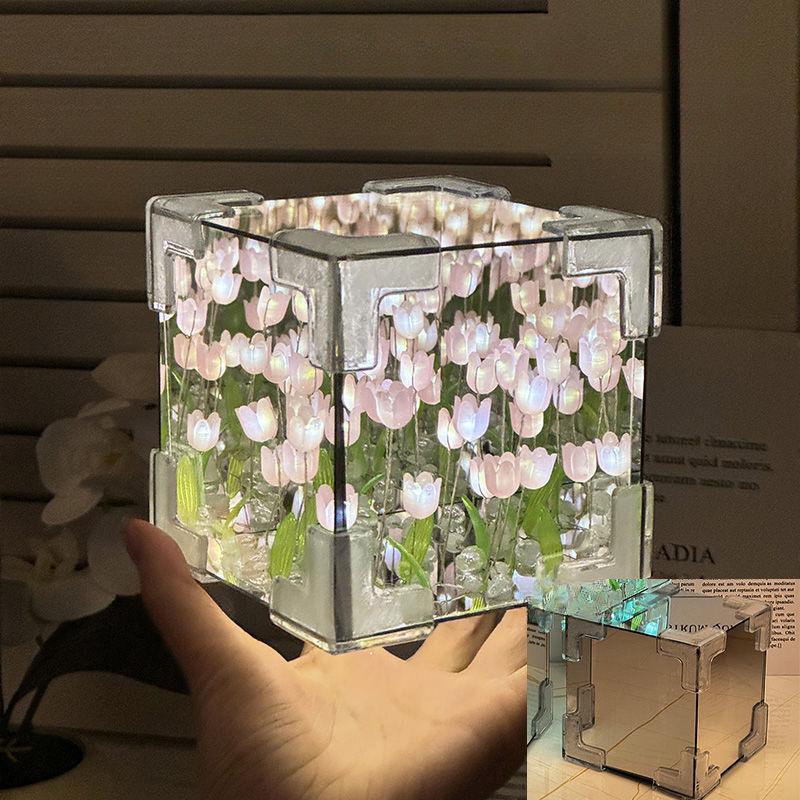 1 шт. DIY креативный цветок тюльпана морской куб 3D ночник ручной работы тюльпаны спальня лампа девушка пара подарок на день рождения