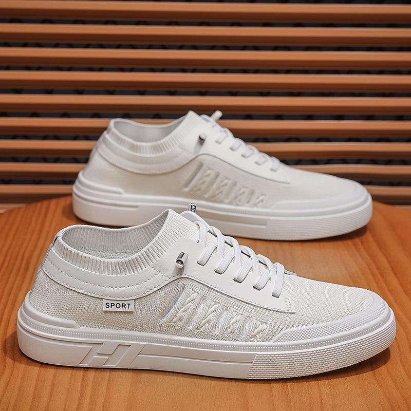 Spring and summer men's shoes new breathable canvas shoes men's trend versatile flying woven mesh sports board shoes men