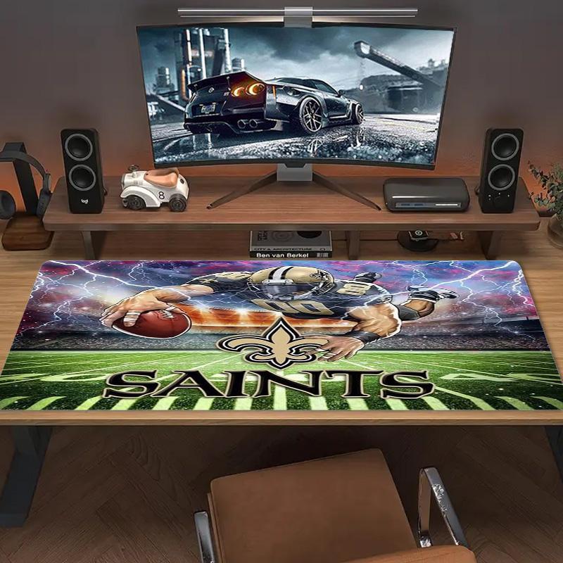 New Orleans Saints Logo Color Mouse Pad Large Gaming Table Cushion Non-slip Laptop Tablet Big Mousepad XXL Mat Mini PC Playmat With Lock edge