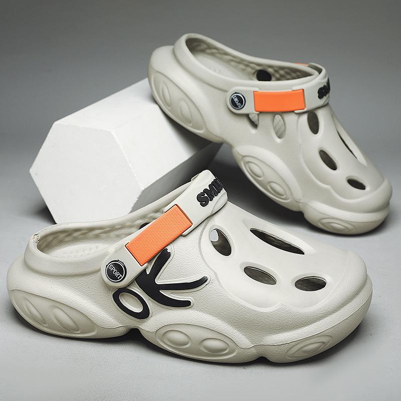 Большие размеры мужская сумка тапочки летняя повседневная одежда трендовая обувь с отверстиями толстая подошва усиливающая нескользящие сандалии мужские