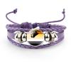 Distinctive And Colorful Rainbow Flag Time Gemstone Purple Leather Bracelet