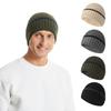 Повседневная уличная шапка мужская осенне-зимняя утолщенная черная теплая шапка молодежная купольная ветрозащитная с защитой ушей вязаная шерстяная шапка