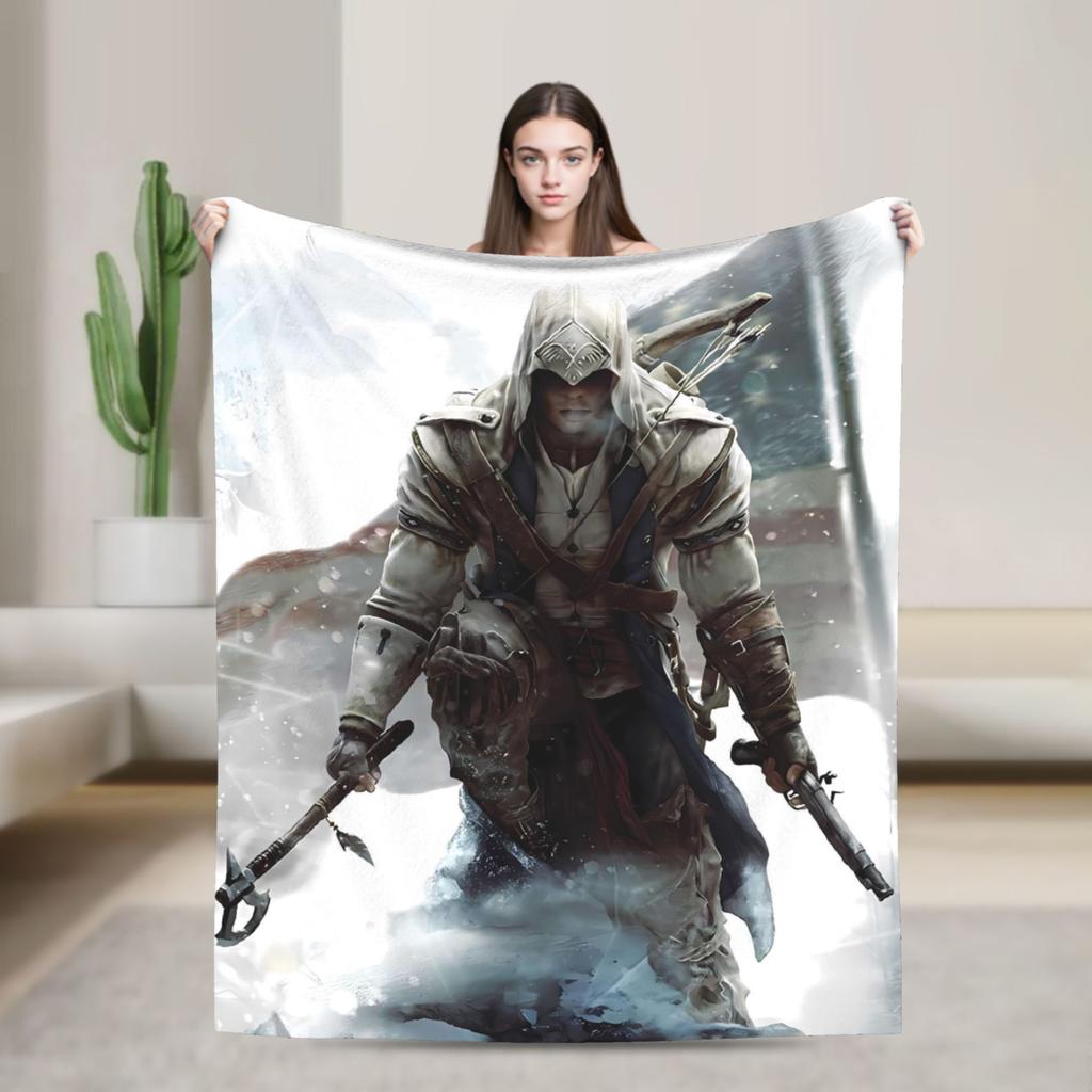 A-Assassins Game C-Creeds Fashion Flannel Blanket Warm Soft Bedding Throws for Home Decor Airplane Bedspread Sofa Bed Cover