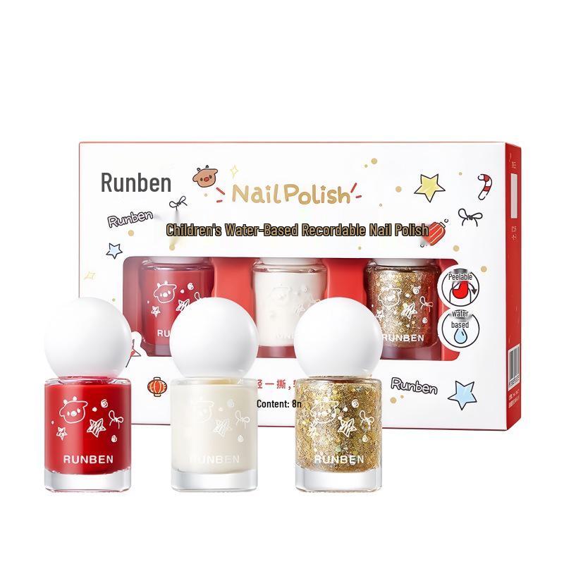 Детский смываемый лак для ногтей Runben на водной основе, легко снимается, идеальный подарок для девочек