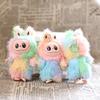 Iridescent Labubu Plush Rabbit Keychain With Colorful Short Pile Plush For Bag Decoration And Gift
