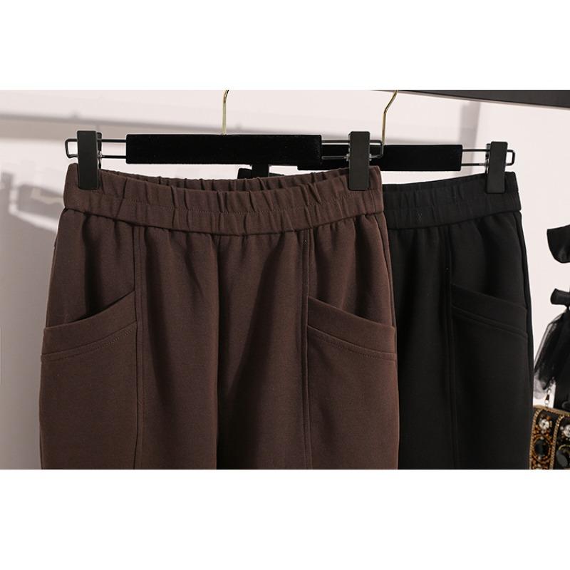 Dimanaf Autumn Winter Women Cothing Plus Size Basic Harem Oversize Casual Trousers Long Pants Elastic Waist Vintage Lady Loose 2025