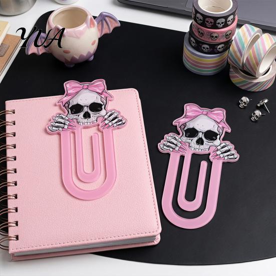 Cartoon Book Clips for Students Halloween Cute Acrylic Bookmark, Durable Page Marker, Colorful Holders Elastic Clip Design Stationery School