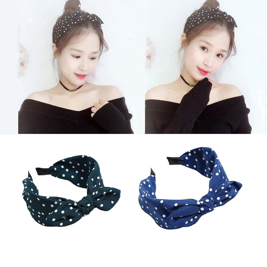 Милая и модная женская повязка на голову с принтом в горошек, с бантом, завязанная, повязки для волос с принтом в горошек