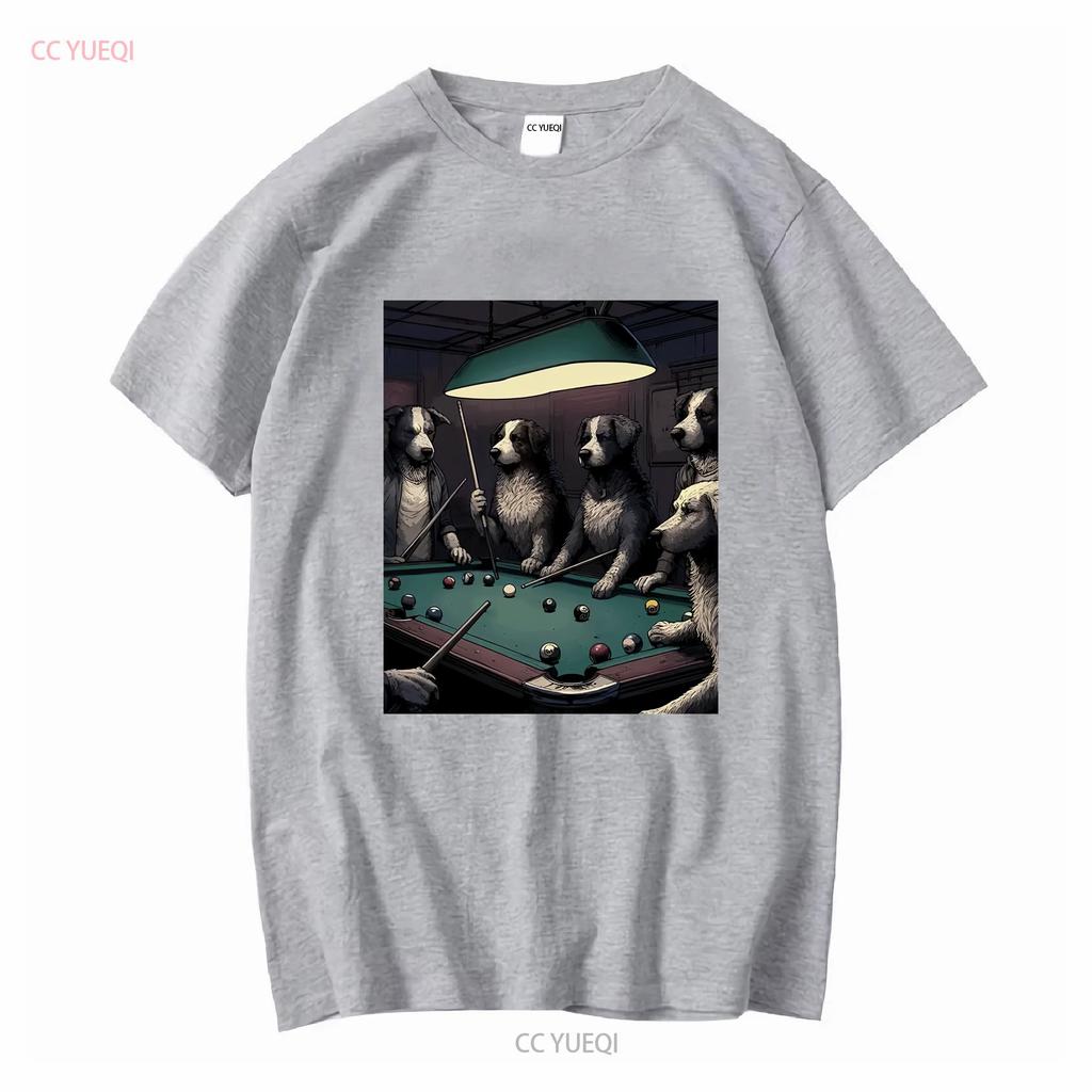 New Limited Game Night Time Dogs On Billiards Pool Table Shooting 8 Ball T Shirt Long Or Short Sleeves Vintage Washed Stretched