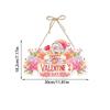 Pink Day Valentines Door Hanging Decor With Flowers Heart Design Party For