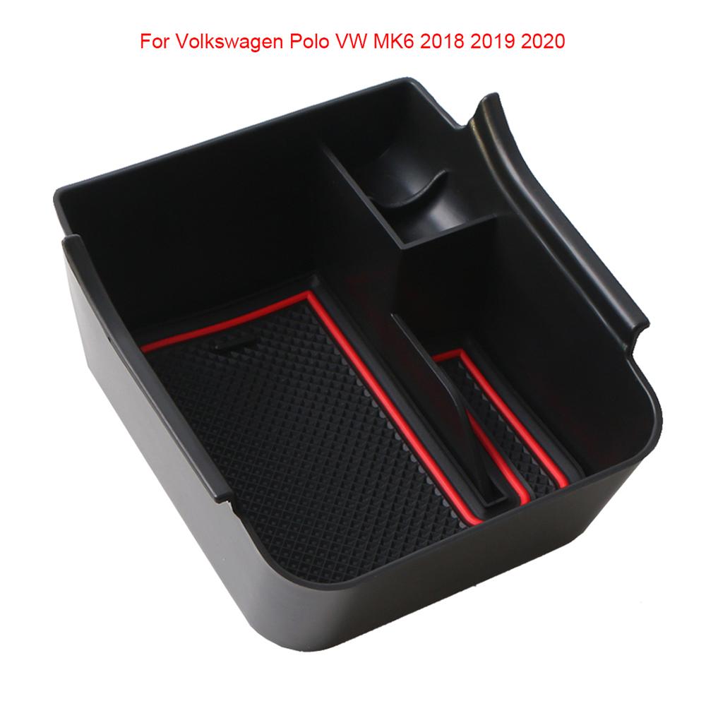 Центральный подлокотник автомобиля, держатель для ящика для хранения для Volkswagen Polo VW MK6 2018, органайзер для центральной консоли, уборка