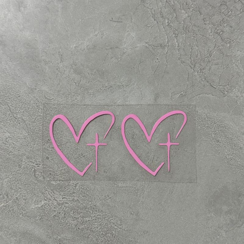 2Pcs/set Of Heart Shape Cross Mirror Stickers, Personalized Creative Decoration