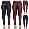 Леггинсы из искусственной кожи на пуговицах и молнии, женские брюки средней посадки с карманами, однотонные облегающие брюки небольшого кроя, брюки-карандаш