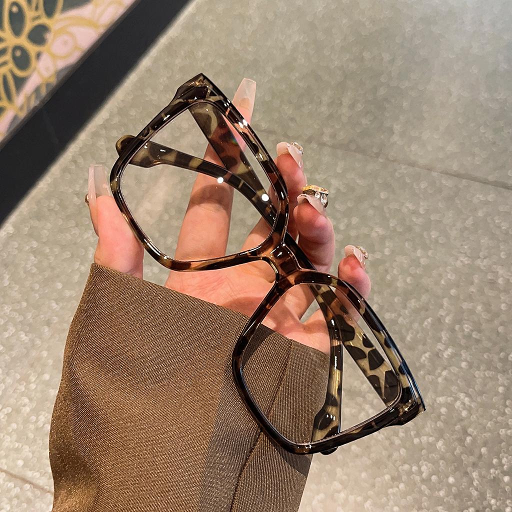 1Pc Large Frame Maillard Color Glasses Simple Stylish Exaggerated And Versatile Glasses Comfortable To Wear Light Texture