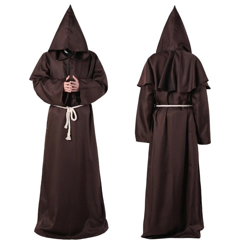 Wizard Costume Cosplay Medieval Monk Friar Robe Priest Costume Ancient Clothing Christian Suit