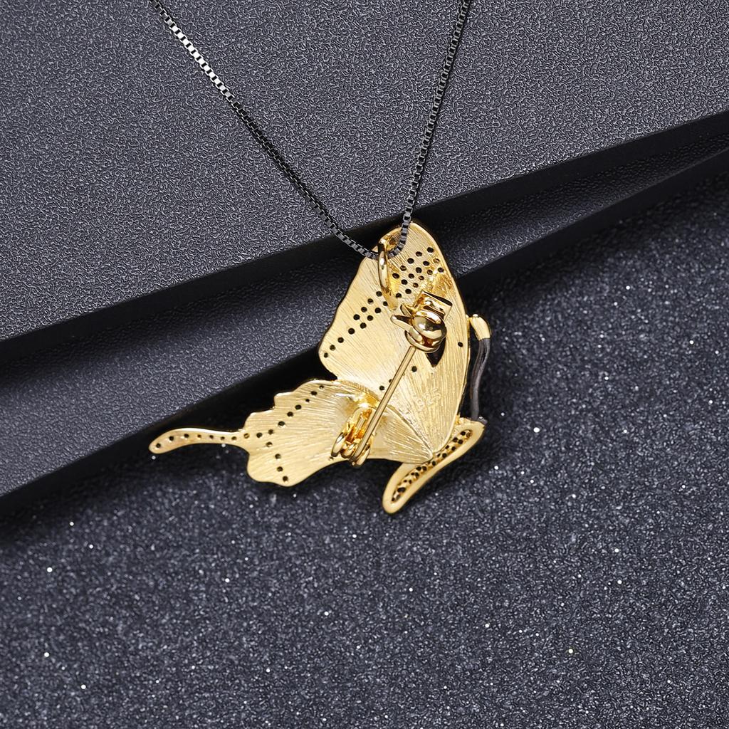 Оригинальная дизайнерская брошь-подвеска двойного назначения, дизайн бабочки в стиле ретро, ​​серебро s925, ожерелье с натуральным аметистом, кулон