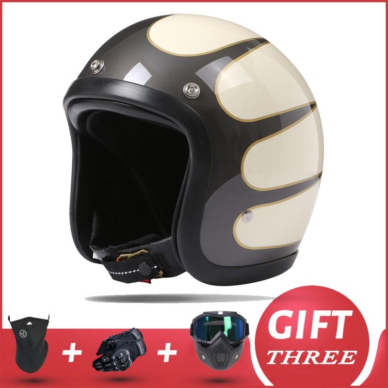 Lightweight Retro Cruiser Motorcycle Helmet Men Women Full Face DOT Approved Vintage Style