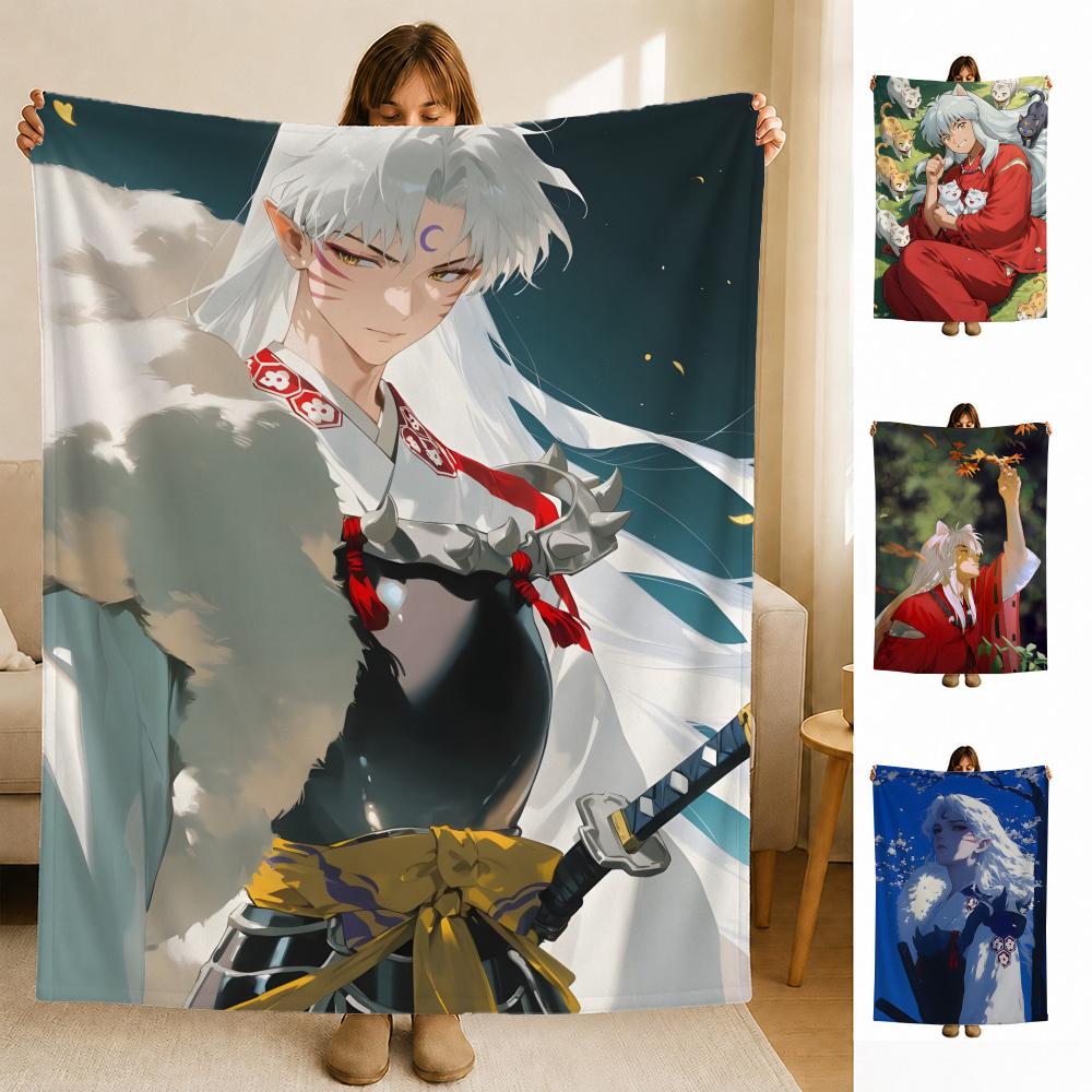 anime IInu YYasha Throw Soft Flannel Blanket for Bed Bedroom Sofa Picnic Throw Skinfriendly Breathable Gift Cover