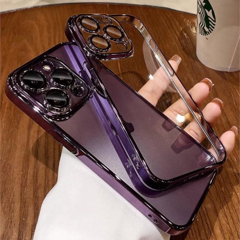 Luxury Plating Transparent Soft Silicone Case for iPhone 15 14 Plus 13 12 Mini 11 Pro X XR XS Max 7 8 SE Camera Protection Cover