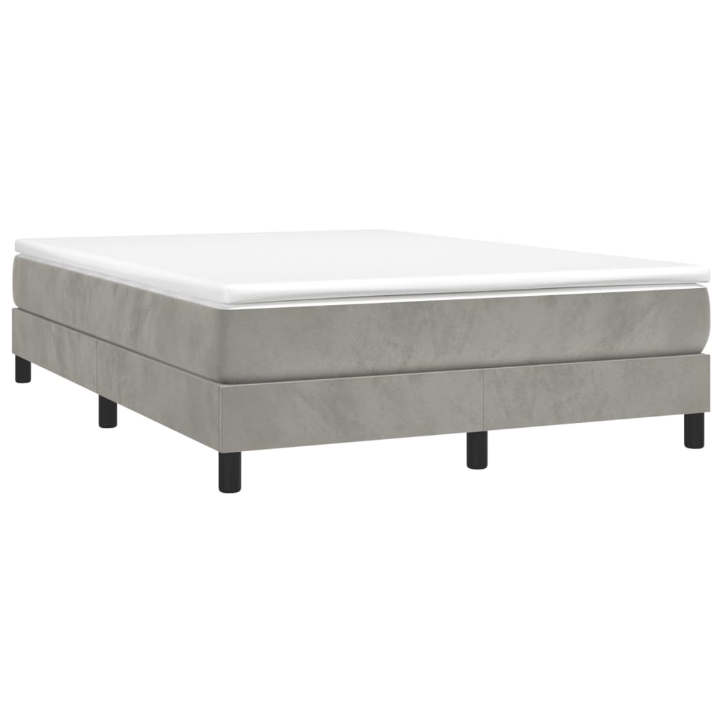 Box Spring Bed Frame Light Gray 140 x 190 cm Velvet