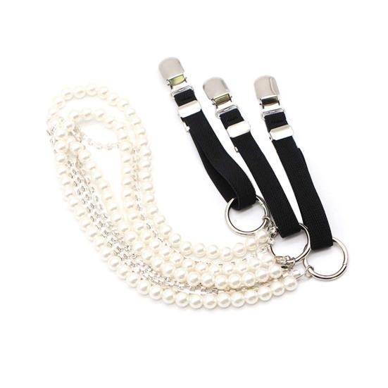 Женские Подтяжки Пояс Декорация для Рубашки из Искусственного Жемчуга Регулируемая Эластичная Клипса «Утиный Клюв» Задний Ремень Для Верхней Одежды Цепочка Украшение Подтяжка KTB