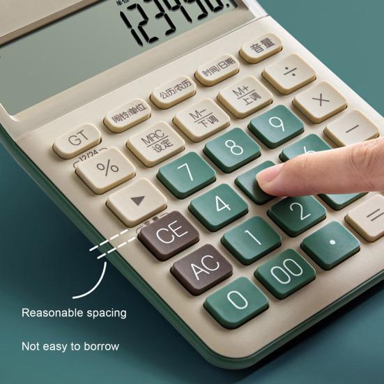 Механический калькулятор 12-разрядный Большой ЖК-дисплей Большие кнопки Легко нажимать