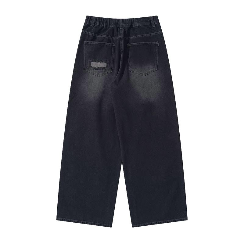 Женские винтажные рваные джинсы, свободные прямые брюки с широкими штанинами, джинсовые брюки