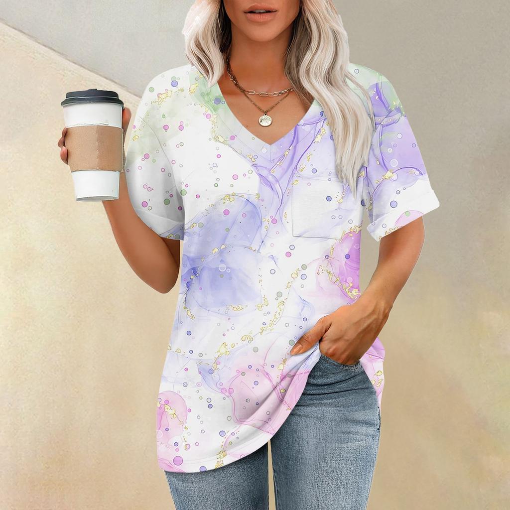 Женские футболки с V-образным вырезом и коротким рукавом, летние топы, повседневные базовые футболки, модные