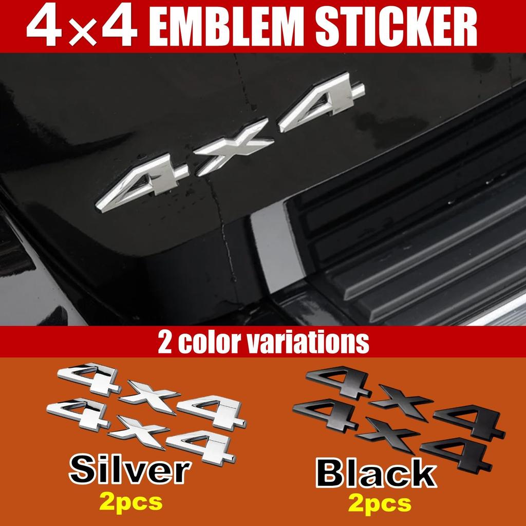 NOELAMOUR Car Emblem Sticker 4x4 Set of 2 3D 3D 3D 4wd Stylish Decal (Black)
