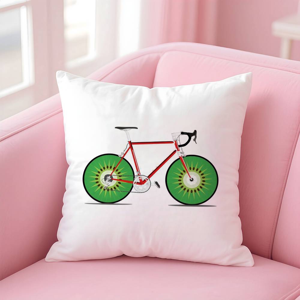 Fruit Orange Lemon Bicycle Pillow Case Anti-dustmite Pillow Invisible Zipper Silky Short Plush Sofa Cushion Cover