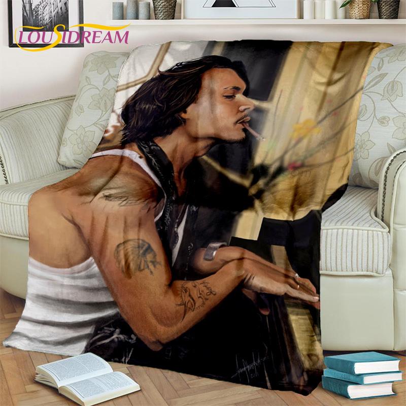 3D Printing Series Johnny Depp Blanket,Soft Throw Blanket for Home Bedroom Bed Sofa Picnic Travel Office Rest Cover Blanket Kids
