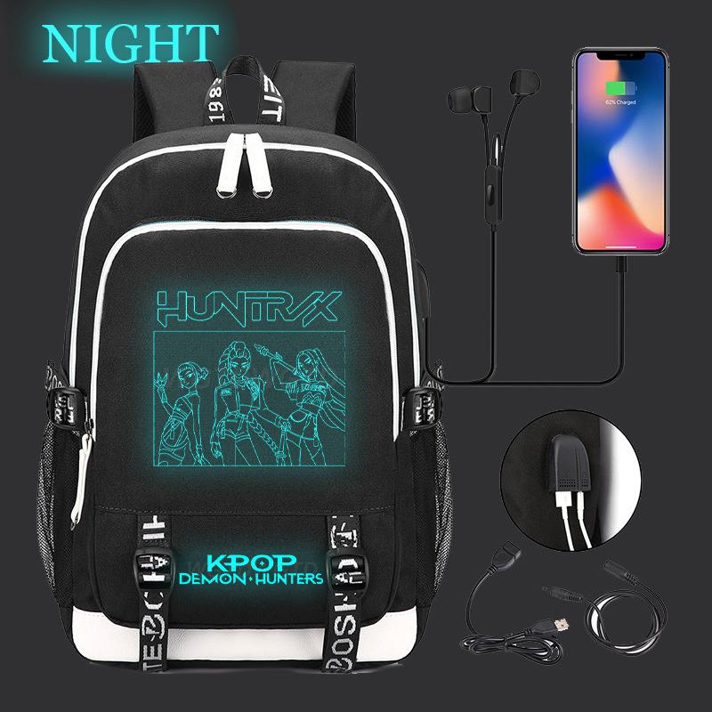 Animation Cartoon Peripheral Casual Luminous Backpack Multi-Function With Usb Schoolbag Large Capacity