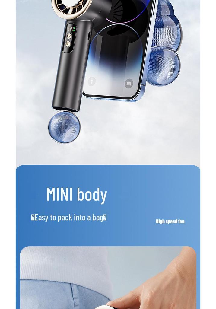 Handheld Mini Ice Pack Fan with Semiconductor Cooling and Digital Display for Portable Desktop and Outdoor Use
