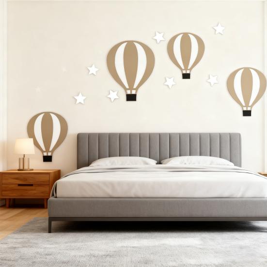 9 шт./набор Украшение стены в виде воздушного шара Фермерский дом Рустик Деревянный шар Звезда Настенное искусство Самоклеящийся Домашний офис Гостиная Настенное подвесное украшение