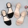 Fashion Size 33-43 Summer Fashion Shoes Women 2024 Suede Shoes Square Heel Open Toe Simple Sandals Flat Roman Belt Apricot Comfortable