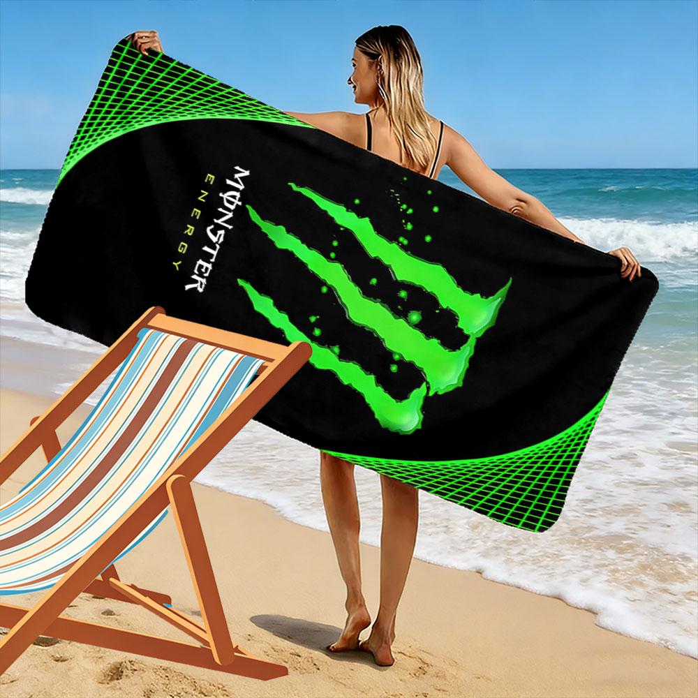 Green Scratch Logo Beach Towel Beach Towel Quick-drying for Travel Outdoor Sports Jogging Beach and Swimming