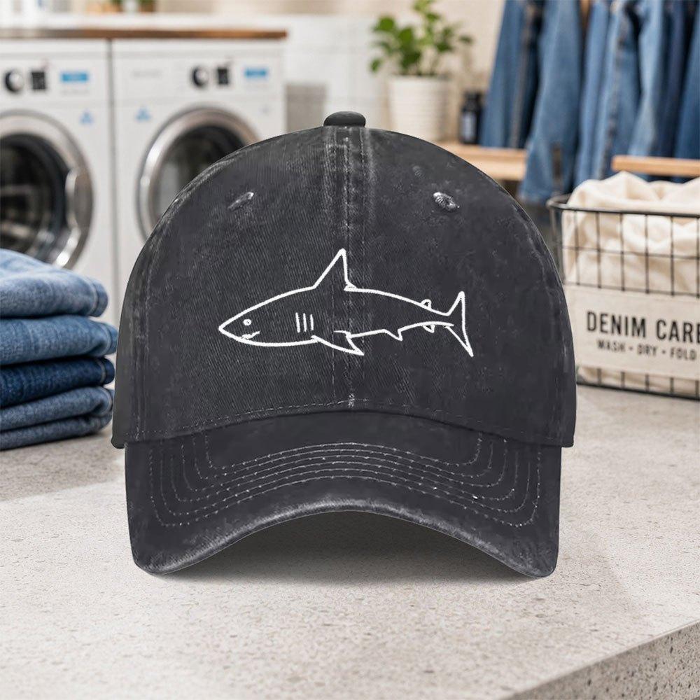 Shark Pattern Washed Baseball Cap Adjustable Lightweight Duckbill Cap for Parties Fashion Outfits Birthday Gift